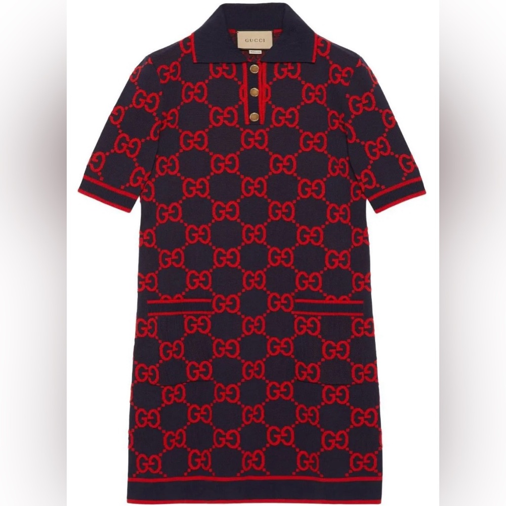 Gucci Navy and Red Polo Dress